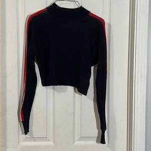 Black cropped mock neck sweater